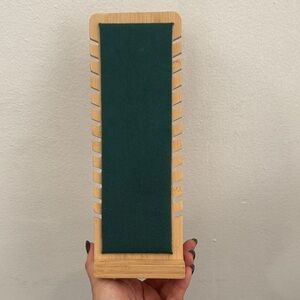 Wooden Jewelry Display Stand with Green Velvet